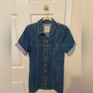 Abercrombie A-Line Denim Mini Dress, Medium Rinse, Size S